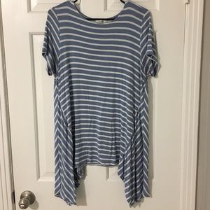 Flowy Blue & White Striped Top